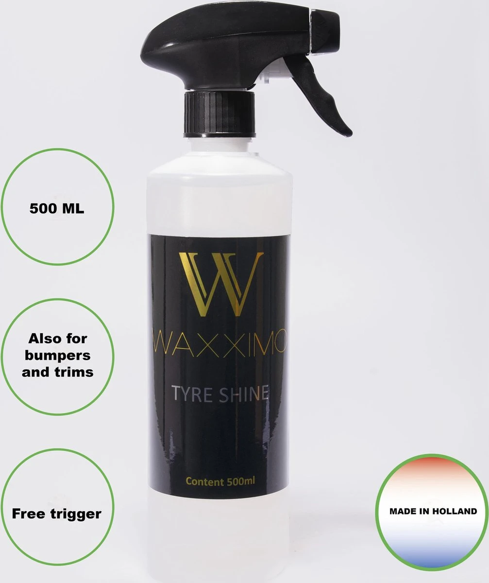Waxximo Tyre Shine Inclusief Gratis Vinly Spons - Bandenglans - Bandenzwart - Tyre Shine - Banden Spray - Bumperglans - Verweert Kunststof Weer Diep Zwart 4 Waxximo Tyre Shine Inclusief Gratis Vinly Spons - Bandenglans - Bandenzwart - Tyre Shine - Banden Spray - Bumperglans - Verweert Kunststof Weer Diep Zwart - Afbeelding 2