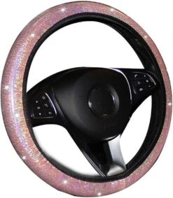 Kasey Products - Stuurhoes Auto - Voor 37-38 Cm Stuurwiel - Glitters - Roze
