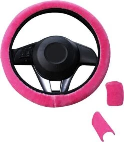 Kasey - Zachte Pluche Stuurhoes - Stuurhoes Auto - Stuurhoes Set - Fel Roze