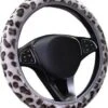 Kasey Products - Stuurhoes Auto - Voor 36-39 Cm Stuurwiel - Grijs Luipaard Patroon