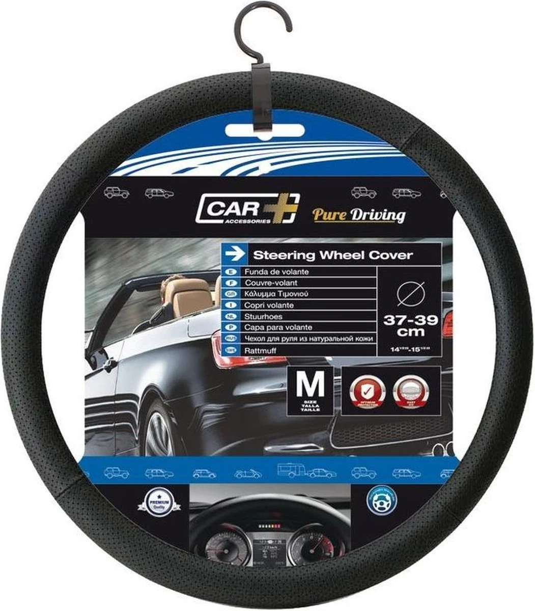 Car Plus Stuurhoes Luxe Universeel Leer Zwart 37-39 Cm 3 Car Plus Stuurhoes Luxe Universeel Leer Zwart 37-39 Cm