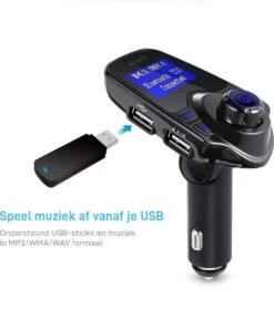 Bluetooth FM Transmitter Auto / FM Transmitter Draadloze Bluetooth Carkit / MP3 Speler/ Handsfree Bellen In De Auto / USB Lader / Radio / TF/SD Kaart Poort / AUX Input / 2 USB Poorten / USB Oplader / Audio / Radio / SD/TF Kaart / T11 -Auto-Onderdelen 1059x1200