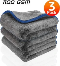 ForDig 1100 GSM Microvezeldoeken (3 Stuks) – Anti Kras – Super Absorberend - Auto Droogdoek – Microvezel Droogdoek – Watermagneet – 40 X 40 Cm