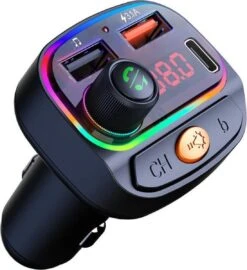 FM Transmitter Bluetooth - Autolader - Draadloze Carkit - RGB Light - 2x Fastcharger USB Poort - USB-C Poort - Handsfree Bellen - Voor Alle Telefoons - FM Transmitter Auto - Bluetooth 5.0 -Auto-Onderdelen 1098x1200