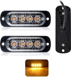 Merkloos Grill Stroboscoop Flitsers Oranje / Geel LED Zwaailichten (set) [Grillflitsers - Bumperflitsers]