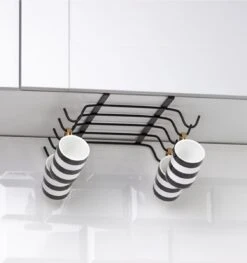 Merkloos Mokkenrek - Kopjesrek - Mokkenhouder - Ophangen Zonder Boren - Zwart