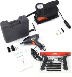 Autobanden Reparatieset: 1x 12V Boutpistool + 1x 357 - Tubeless Bandenreparatieset + 1x Pump'in Compact