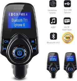 Bluetooth FM Transmitter Auto / FM Transmitter Draadloze Bluetooth Carkit / MP3 Speler/ Handsfree Bellen In De Auto / USB Lader / Radio / TF/SD Kaart Poort / AUX Input / 2 USB Poorten / USB Oplader / Audio / Radio / SD/TF Kaart / T11 -Auto-Onderdelen 1139x1200 1
