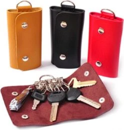 Sleutelmapje Zwart Leer Voor Mannen En Vrouwen| Sleutelhoes | Sleutel-etui | Sleutelhanger | Sleutelhouder | Stijlvol & Praktisch | Zwart Leder