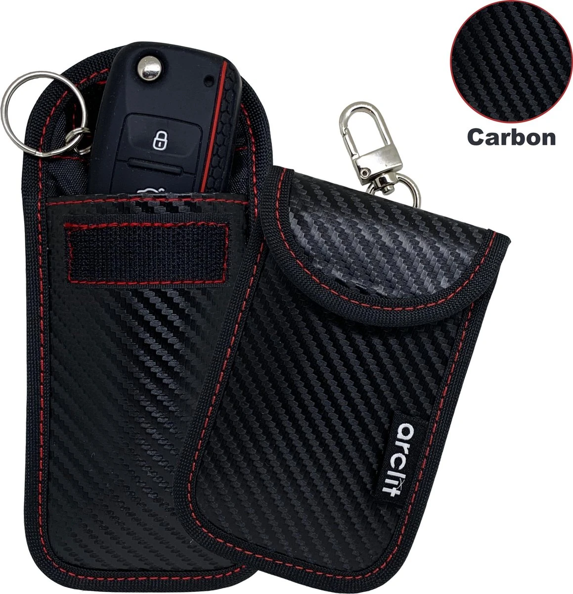 Arclit® | 2x Autosleutel RFID Anti-Diefstal Beschermhoes + 2x RFID Kaarthouders | 2Pack | Keyless Entry Beveiliging Hoesje | Signaal Blokkerende Beschermhoes | Voordeelverpakking | Carbon 5 Arclit® | 2x Autosleutel RFID Anti-Diefstal Beschermhoes + 2x RFID Kaarthouders | 2Pack | Keyless Entry Beveiliging Hoesje | Signaal Blokkerende Beschermhoes | Voordeelverpakking | Carbon - Afbeelding 3