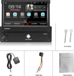 TechU™ Autoradio Met Klapscherm T97 Touchscreen – 1 Din Met Afstandsbediening – 7 Inch Kleuren Display – Bluetooth & WiFi – AUX – USB – SD – FM Radio – Navigatie – Handsfree Bellen -Auto-Onderdelen 1161x1200