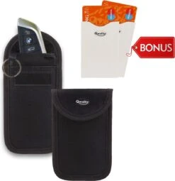 Faraday Kooi Hoesje (2 PACK) + 2X RFID Kaarthouders - Autosleutel RFID Antidiefstal - Keyless Entry Go Sleutel Etui - Qwality4u