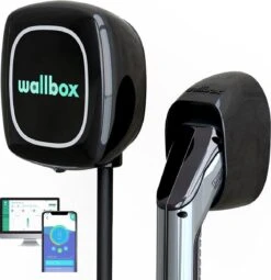 Wallbox Pulsar Plus 22 KW | Type 2 | 1-3 Fasen | Kabellengte 7 Meter | Kleur Zwart | OCCP