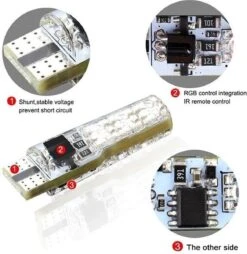 Merkloos T10 LED Bluetooth RGBW (set) [W5W LED Met Afstandbediening] [Wit - Blauw - Rood - Groen] -Auto-Onderdelen 1167x1200