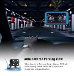 TechU™ Dashcam Dual Camera – M18 – Dashboardcamera – 3 Inch Full HD Scherm – Nachtvisie – Looprecording – Bewegingssensor – G-sensor – Parkeermonitor – Incl. Achteruitrijcamera - Voor Auto -– Kerst & Kerstcadeau -Auto-Onderdelen 1176x1200