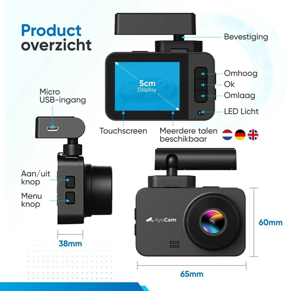 AyeCam Dashcam Pro Max - FULL HD & Nachtvisie – G-Sensor - Incl 32GB SD - Dashcam Voor Auto - Met App 8 AyeCam Dashcam Pro Max - FULL HD & Nachtvisie – G-Sensor - Incl 32GB SD - Dashcam Voor Auto - Met App - Afbeelding 6