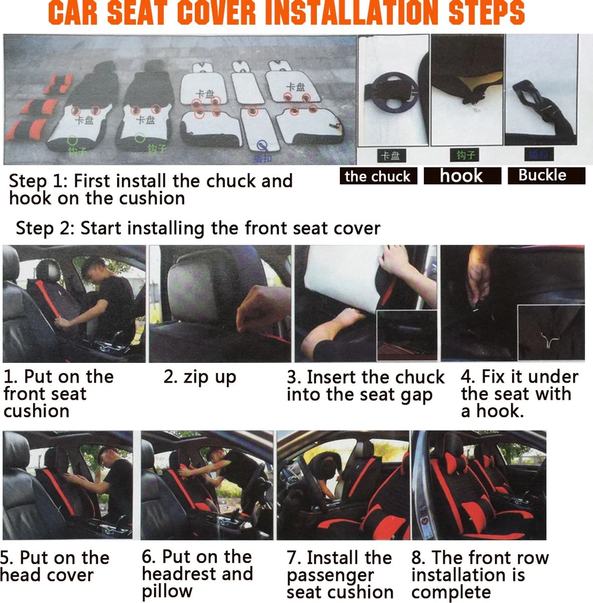 ELUTO Autostoelhoezen - Complete Set Van 5 Stoelen - Universeel - Past Altijd - Zwart 10 ELUTO Autostoelhoezen - Complete Set Van 5 Stoelen - Universeel - Past Altijd - Zwart - Afbeelding 8