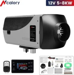 Merkloos Diesel Standkachel -12V 8KW - Auto LCD-Scherm - Diesel Luchtverwarmer - Voor Cabine Van VerschillendeAuto's/Bussen/Campers/Vrachtwagens- Grijs