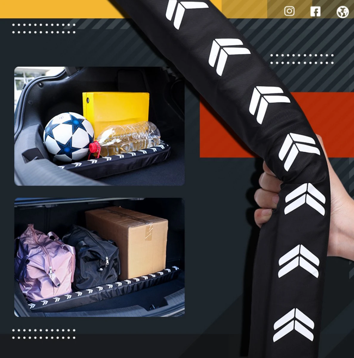 Merkloos Bagagesteun Flexibele Kofferbak Organizer 98cm - Auto Klitteband Opbergbox Bescherming – Bagageklemmen – Reisaccessoires 7 Merkloos Bagagesteun Flexibele Kofferbak Organizer 98cm - Auto Klitteband Opbergbox Bescherming – Bagageklemmen – Reisaccessoires - Afbeelding 5