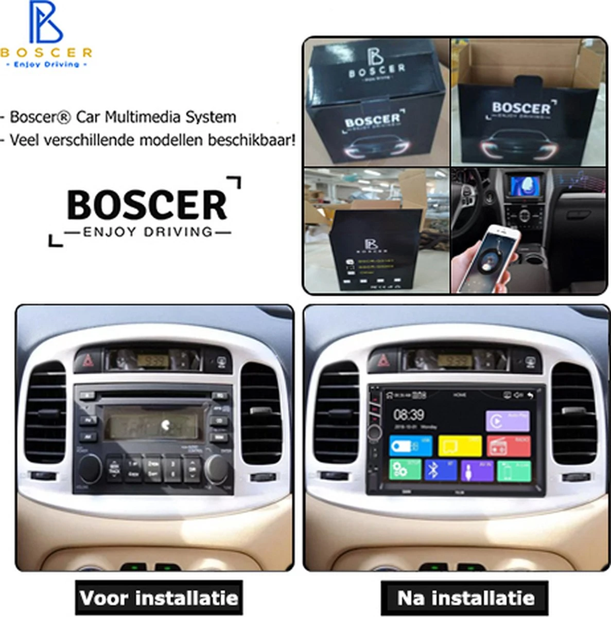 Boscer® Autoradio 2Din Universeel | Apple Carplay & Android Auto | 7' HD Touchscreen | USB - AUX - Bluetooth | Achteruitrijcamera 8 Boscer® Autoradio 2Din Universeel | Apple Carplay & Android Auto | 7' HD Touchscreen | USB - AUX - Bluetooth | Achteruitrijcamera - Afbeelding 6