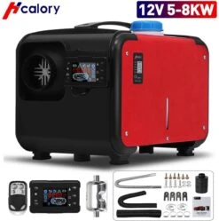 Merkloos Standkachel - 5-8KW 12V - Luchtverwarming Vriezer Verwarming - LCD Luchtverwarmer - Voor Vrachtwagenjacht - Rood