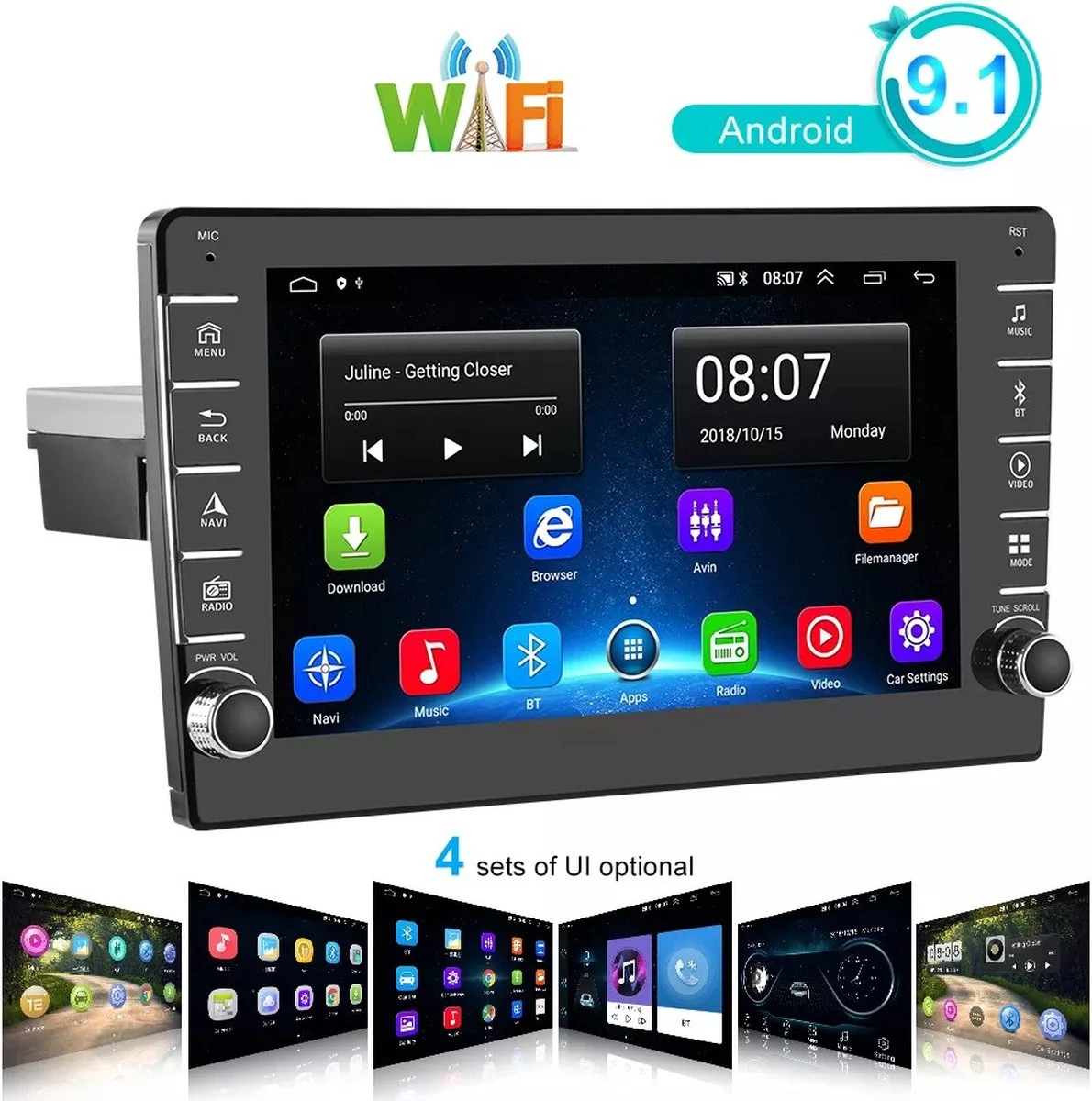 TechU™ Autoradio AT27 – 1 Din Dual Camera – 8” Touchscreen Monitor – Bluetooth & Wifi – Android 9.1 – Handsfree Bellen – FM Radio – USB – GPS Navigatie 13 TechU™ Autoradio AT27 – 1 Din Dual Camera – 8” Touchscreen Monitor – Bluetooth & Wifi – Android 9.1 – Handsfree Bellen – FM Radio – USB – GPS Navigatie - Afbeelding 11