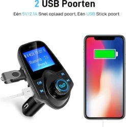 Bluetooth FM Transmitter Auto / FM Transmitter Draadloze Bluetooth Carkit / MP3 Speler/ Handsfree Bellen In De Auto / USB Lader / Radio / TF/SD Kaart Poort / AUX Input / 2 USB Poorten / USB Oplader / Audio / Radio / SD/TF Kaart / T11 -Auto-Onderdelen 1193x1200 1