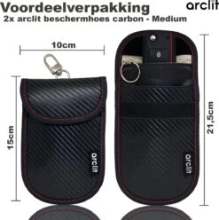 Arclit® | 2x Autosleutel RFID Anti-Diefstal Beschermhoes + 2x RFID Kaarthouders | 2Pack | Keyless Entry Beveiliging Hoesje | Signaal Blokkerende Beschermhoes | Voordeelverpakking | Carbon | Maat M 9 Arclit® | 2x Autosleutel RFID Anti-Diefstal Beschermhoes + 2x RFID Kaarthouders | 2Pack | Keyless Entry Beveiliging Hoesje | Signaal Blokkerende Beschermhoes | Voordeelverpakking | Carbon | Maat M -Auto-Onderdelen 1197x1200 30