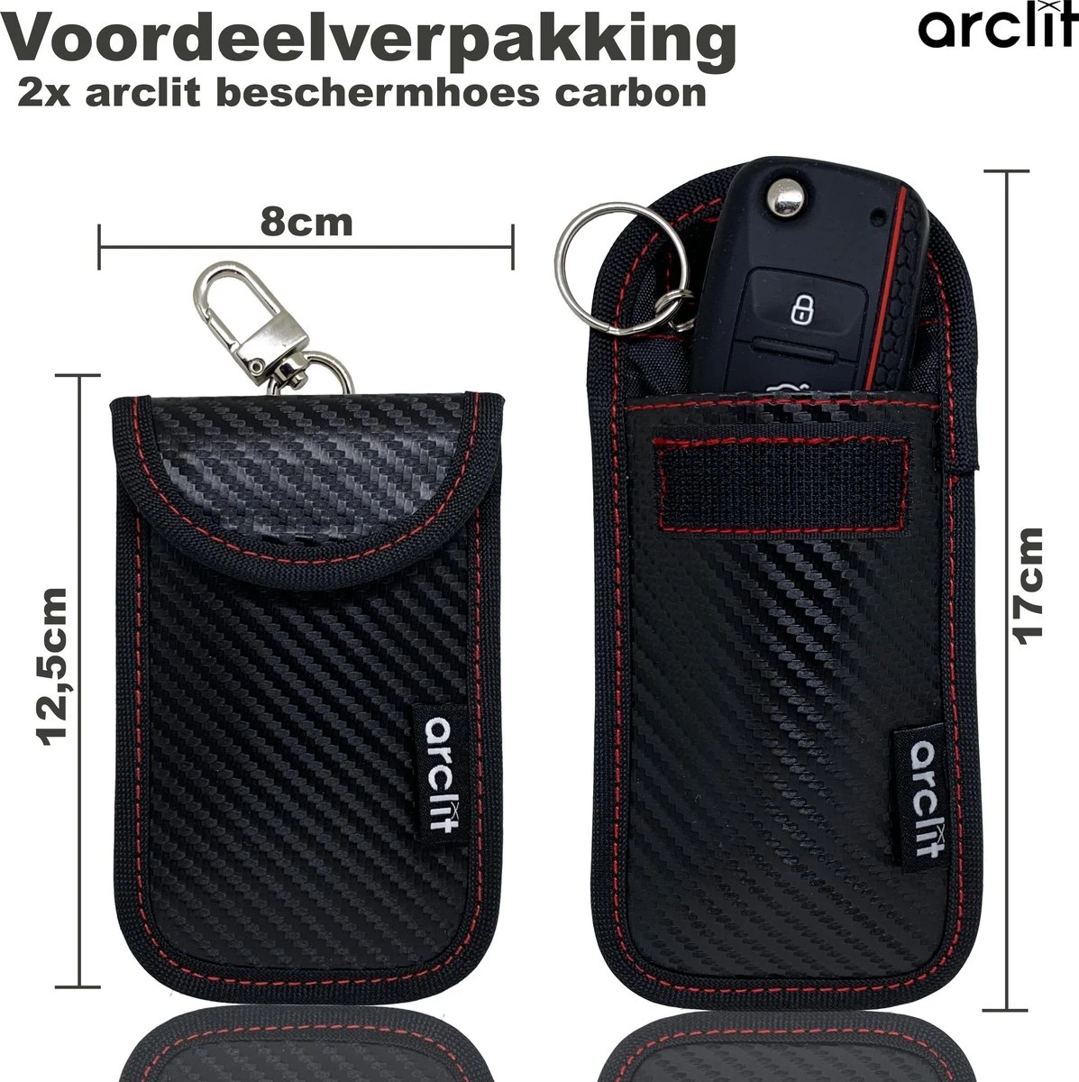 Arclit® | 2x Autosleutel RFID Anti-Diefstal Beschermhoes + 2x RFID Kaarthouders | 2Pack | Keyless Entry Beveiliging Hoesje | Signaal Blokkerende Beschermhoes | Voordeelverpakking | Carbon 7 Arclit® | 2x Autosleutel RFID Anti-Diefstal Beschermhoes + 2x RFID Kaarthouders | 2Pack | Keyless Entry Beveiliging Hoesje | Signaal Blokkerende Beschermhoes | Voordeelverpakking | Carbon - Afbeelding 5