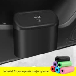 Auto Prullenbak - Inclusief Plastic Zakken - Auto Vuilnisbak - Opslag - Reisgoederen - Vuilnisbak - Auto Accessoires - Auto Deur Prullenbak - Mini Prullenbak - 1L - Zwart - 15 Zakjes -Auto-Onderdelen 1198x1200 24