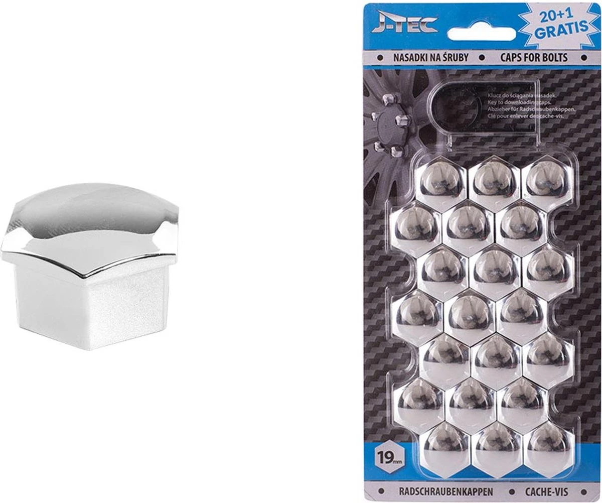 J-tec Wielmoerkapjes 17 Mm Synthetisch Zilver 20+1 Stuks 4 J-tec Wielmoerkapjes 17 Mm Synthetisch Zilver 20+1 Stuks - Afbeelding 2