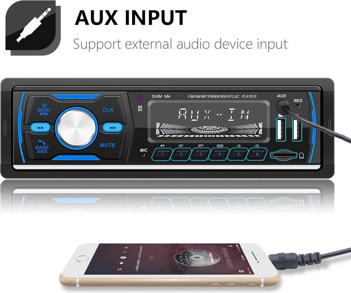 TechU™ Autoradio T93 – 1 Din Met Afstandsbediening – 7 Kleuren LCD Display – Bluetooth – AUX – USB – SD – DAB DAB+ FM Radio – Handsfree Bellen 14 TechU™ Autoradio T93 – 1 Din Met Afstandsbediening – 7 Kleuren LCD Display – Bluetooth – AUX – USB – SD – DAB DAB+ FM Radio – Handsfree Bellen - Afbeelding 12