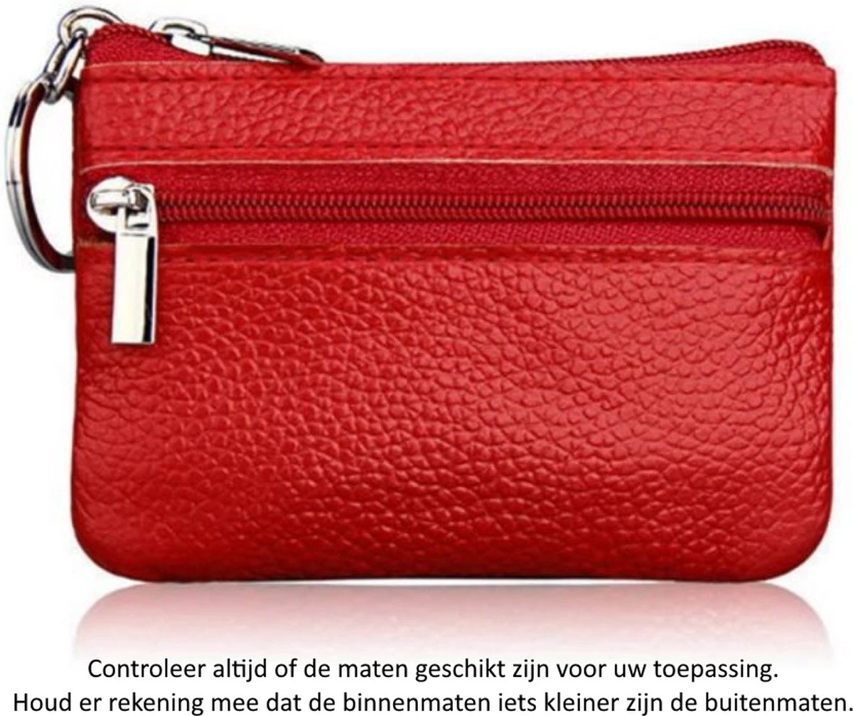 Merkloos Rood Leren Autosleutel Etui Met Sleutelring - 10 X 7 Cm - Echt Lederen Autosleutel Beschermhoes - Red Car Key Wallet - Portemonnee 3 Merkloos Rood Leren Autosleutel Etui Met Sleutelring - 10 X 7 Cm - Echt Lederen Autosleutel Beschermhoes - Red Car Key Wallet - Portemonnee