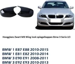 No Name Hoogglans Pianolak Zwart Wing Spiegel Spiegelkappen Geschikt Voor BMW LCI 1 Serie E81 E82 E87 E88 3 Serie E90 E91 E92 E93