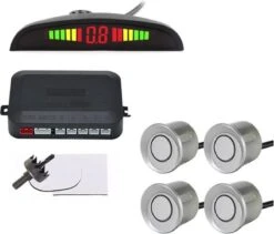 Parkeersensoren Set | 4 Sensoren | Geluid En Display | Zilver