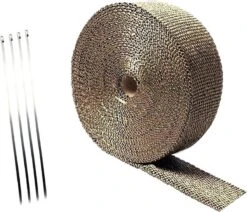 Hitteband - Heat Wrap - Titanium Beige - 5m Rol - 5cm Breed - Glasvezel - Uitlaat - Auto - Motor