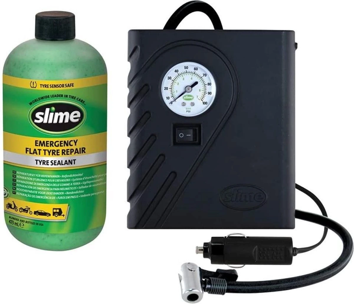 Slime Bandenreparatieset 12 Volt 473 Ml Zwart/groen 3 Slime Bandenreparatieset 12 Volt 473 Ml Zwart/groen