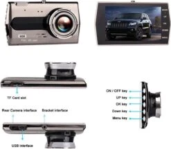 TechU™ Dashcam M14 Pro Dual Camera – Dashboardcamera – 4.0 Inch IPS Scherm – Full HD 1080p – Loop Recording – Nachtvisie – Bewegingssensor – G-sensor – Autocamera Voor én Achter - Voor Auto -Auto-Onderdelen 1200x1043