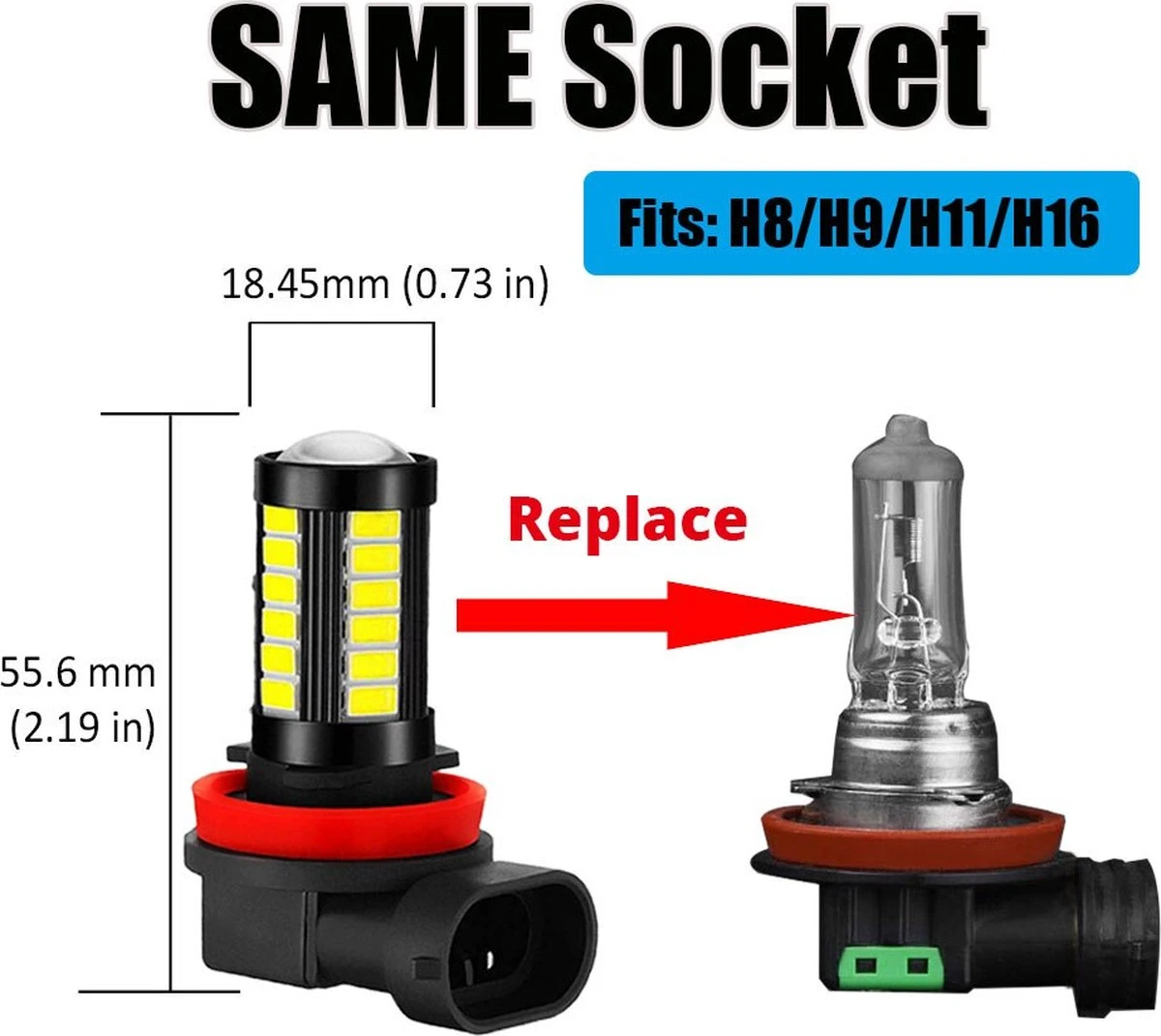 Merkloos H8 Autolamp LED - SET Van 2 Mistlampen - Super Helder WIT - LED CANBUS - Foutvrij - 12V - Mistlamp 4 Merkloos H8 Autolamp LED - SET Van 2 Mistlampen - Super Helder WIT - LED CANBUS - Foutvrij - 12V - Mistlamp - Afbeelding 2