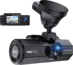 VANTRUE N2S 4K GPS Dashcam Dual Lens Camera 1440P+1440P Infrared Cut Night Vision, Car Camera For Front Or Rear, 24 Hour Parking Monitoring, 3840 X 2160P Front, 2 Inch 320° Super Capacitor With G Sensor, Max. 256 GB