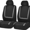 Merkloos Auto Stoelhoes - Universeel Autostoelhoezen Set 4 Delig - Bestuurder/Bijrijder Stoelhoes - Zwart/Grijs