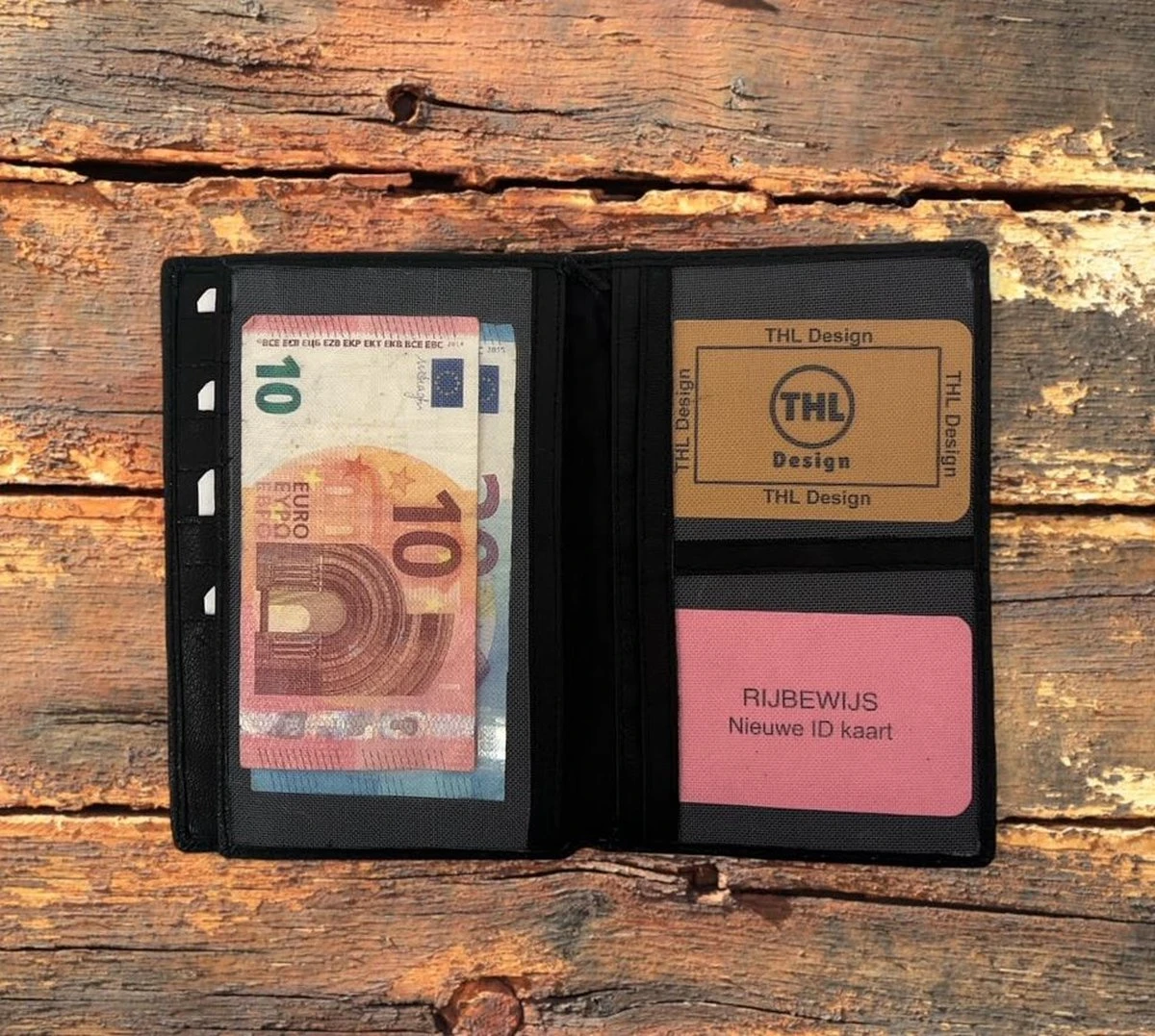 THL Design – Leren Autopapieren Mapje – Portefeuille – Paspoort Hoesje – Echt Leer Zwart 5 THL Design – Leren Autopapieren Mapje – Portefeuille – Paspoort Hoesje – Echt Leer Zwart - Afbeelding 3