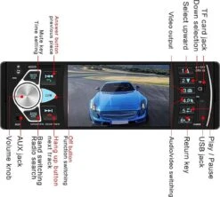 TechU™ Autoradio T136 – 1 Din Met Afstandsbediening & Stuurwielbediening – 4.1 Inch Monitor – FM Radio – Bluetooth – USB – AUX – SD – Handsfree Bellen -Auto-Onderdelen 1200x1078 3