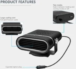 Merkloos Autoverwarming Auto Ontdooier Voorruitverwarming - Duurzaam Ontwerp - 360 Graden Rotatie - 2 In 1 - 12V/120W – Autoverwarmer - Car Heater - Zwart -Auto-Onderdelen 1200x1086 5