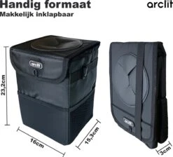 Arclit® | Auto Prullenbak | 6 Liter | Draagbare Voertuig Vuilnisbak | Anti-lek En Opvouwbaar Afvalbakje | Extra Opbergzakken -Auto-Onderdelen 1200x1088 5