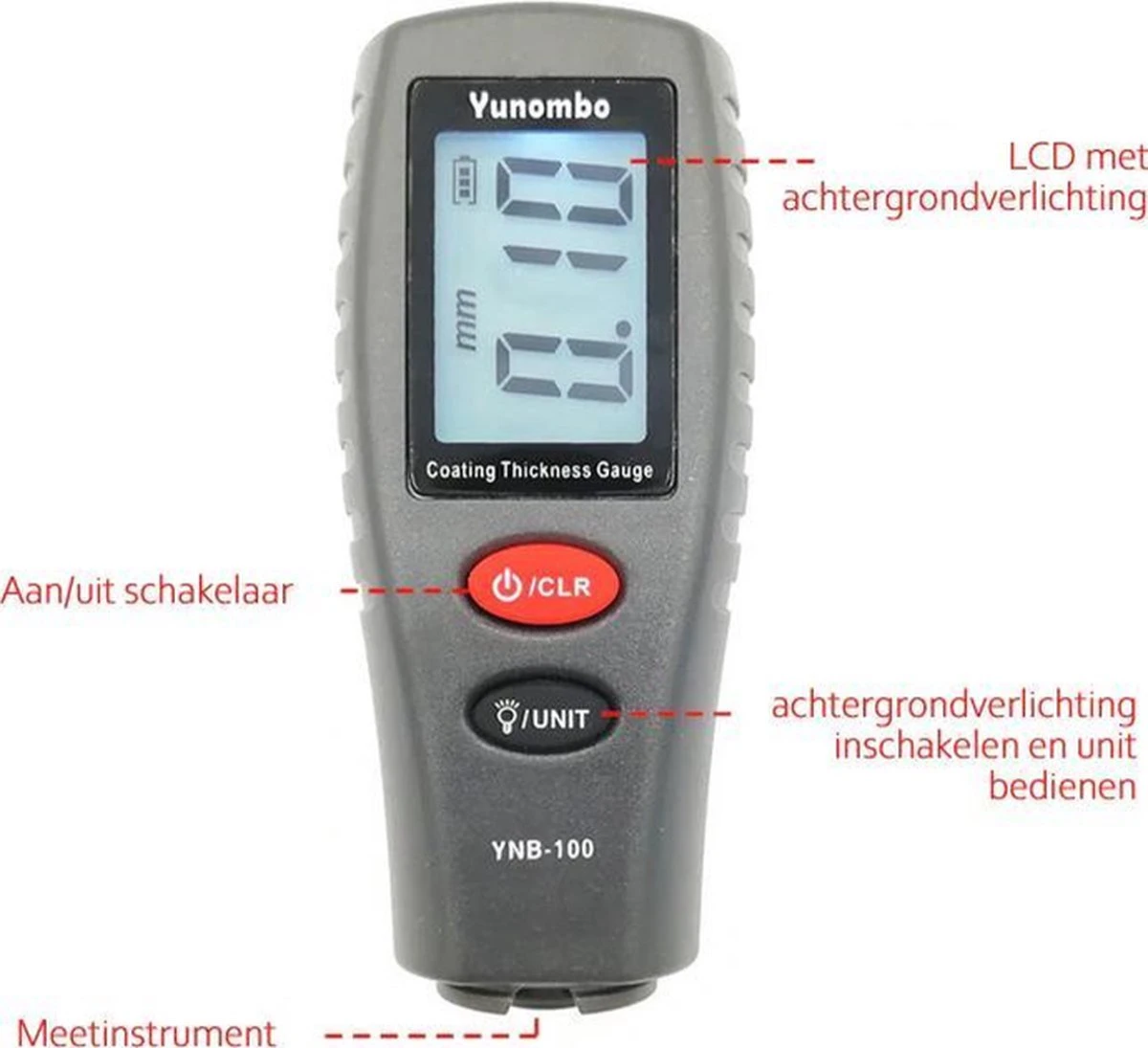 Lakdiktemeter Auto - Grijs - Millimeter - Laagdiktemeter - Lakdikte Meter- Laagdikte Meter - Nauwkeurig 4 Lakdiktemeter Auto - Grijs - Millimeter - Laagdiktemeter - Lakdikte Meter- Laagdikte Meter - Nauwkeurig - Afbeelding 2