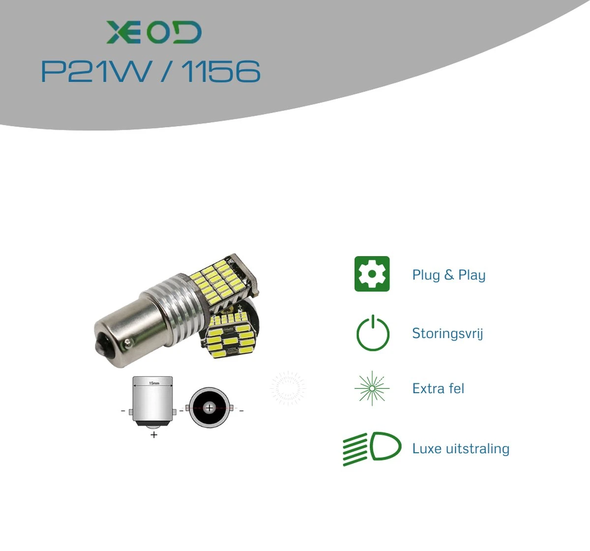 XEOD Lampen Set – P21W 1156 LED – 6000K Wit Licht Canbus – 2 Stuks 4 XEOD Lampen Set – P21W 1156 LED – 6000K Wit Licht Canbus – 2 Stuks - Afbeelding 2