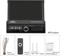 TechU™ Autoradio T142 – Met Uitklapbaar Scherm, Afstandsbediening & Achteruitrijcamera – 1 Din – 7 Inch Touchscreen – FM Radio – Bluetooth – USB – AUX – TF Card – Handsfree Bellen -Auto-Onderdelen 1200x1121 6