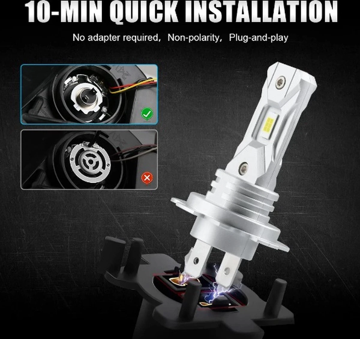 TLVX H7 30000 Lumen Perfect Fit LED Lampen 6000k Helder Wit (set 2 Stuks), CANBUS, CSP LED CHIP, 100 Watt, Auto - Scooter - Motor - Dimlicht - Grootlicht - Koplampen - Autolamp - Autolampen 12V 6 TLVX H7 30000 Lumen Perfect Fit LED Lampen 6000k Helder Wit (set 2 Stuks), CANBUS, CSP LED CHIP, 100 Watt, Auto - Scooter - Motor - Dimlicht - Grootlicht - Koplampen - Autolamp - Autolampen 12V - Afbeelding 4