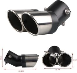 Merkloos Dubbele Uitlaat Chrome Aflopend 60mm Kopstuk / Eindstuk RVS [Uitlaat Sierstuk - Uitlaat Tuning - Uitlaat Koppelstuk] -Auto-Onderdelen 1200x1136 3